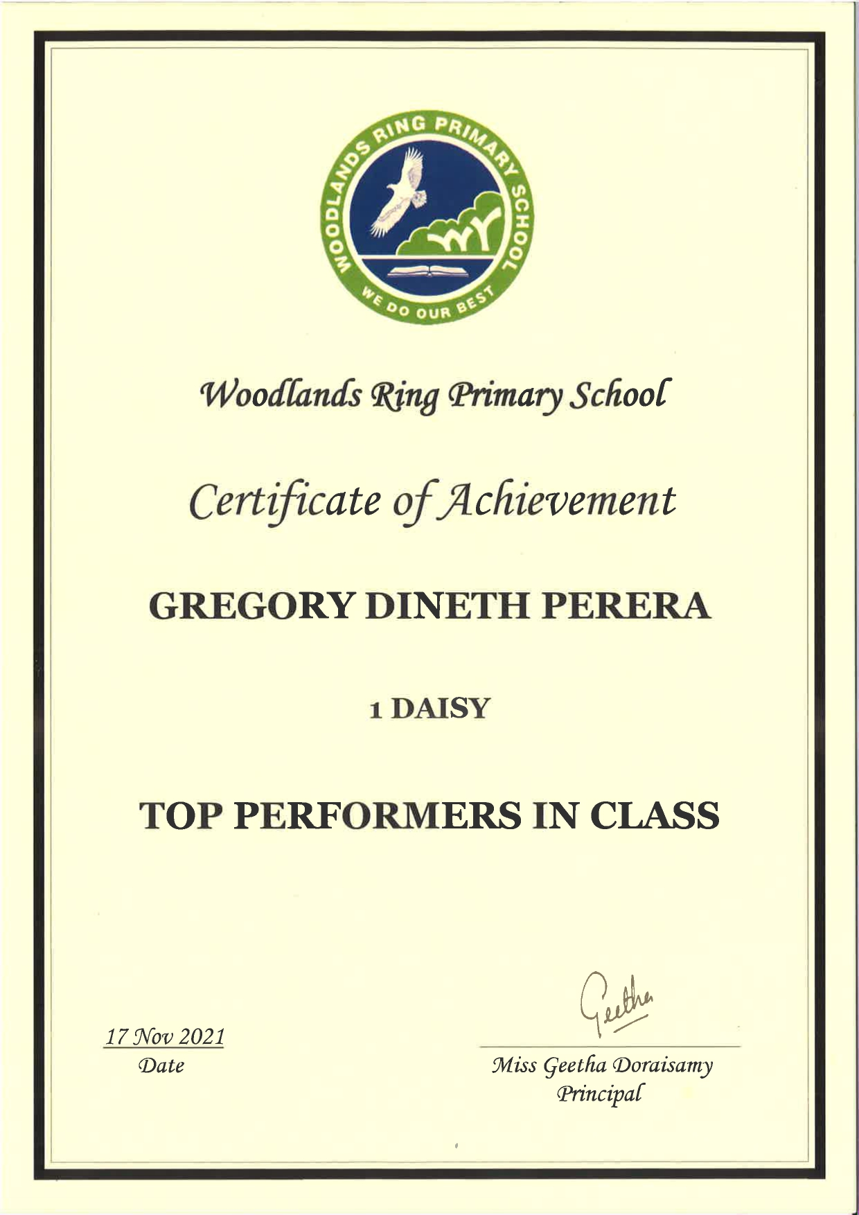 Awards Certificate